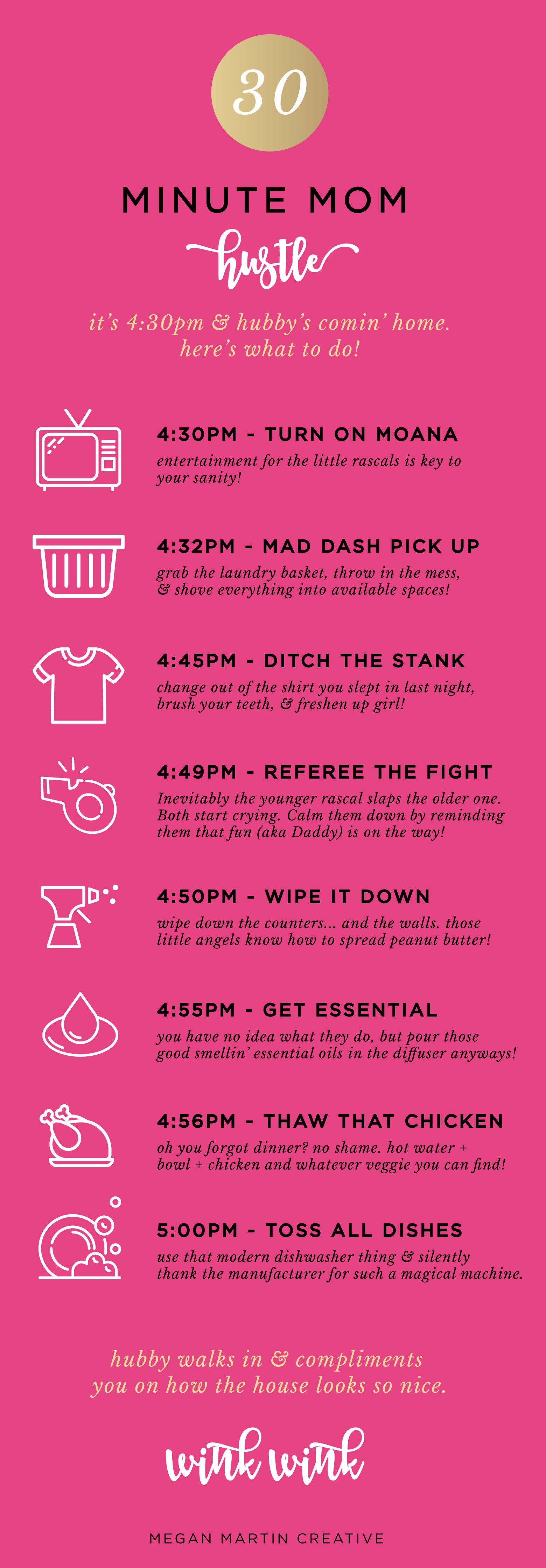 The Every Mom's Guide to 30 Minute Home Hustle before Daddy Arrives!