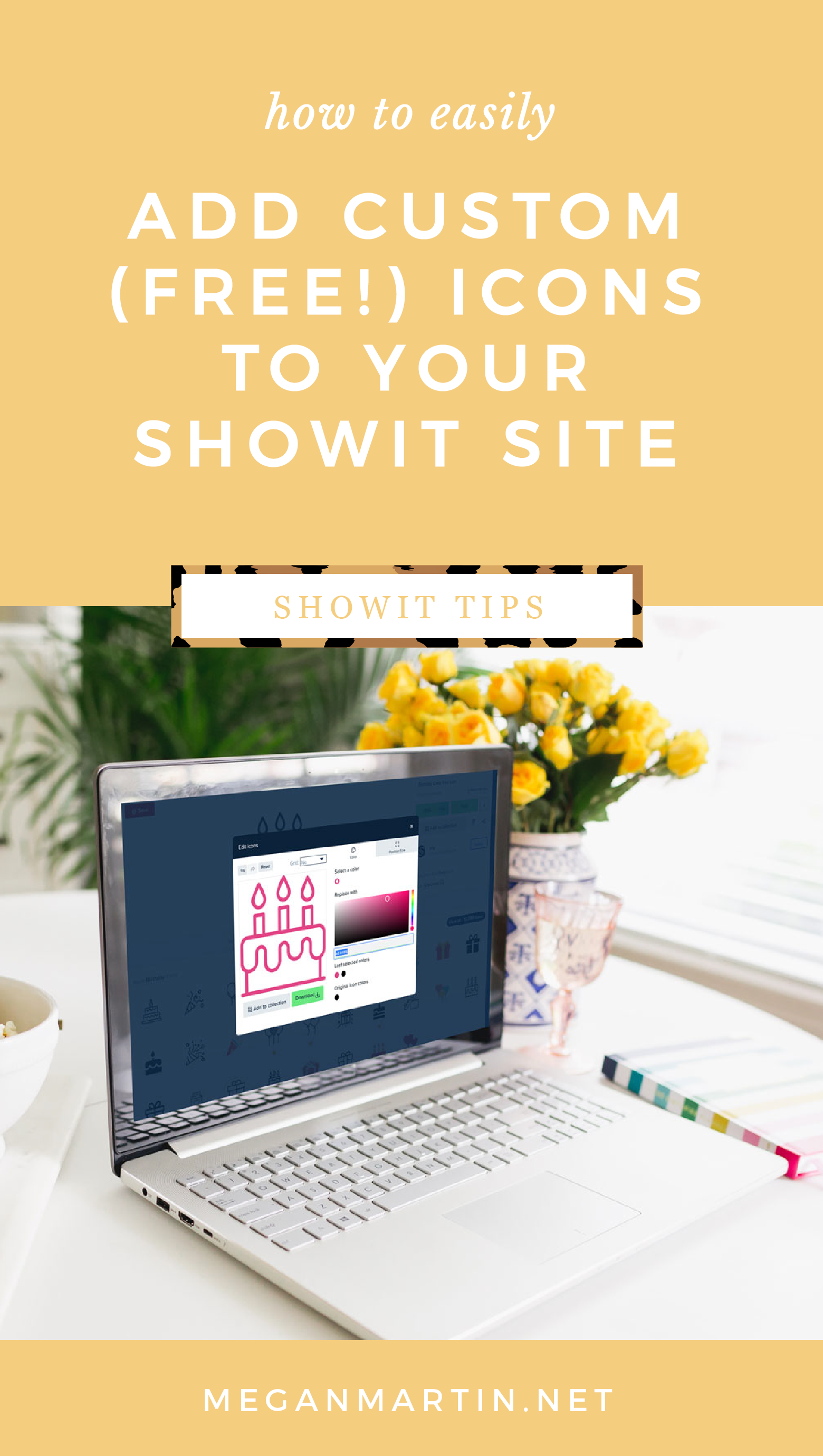 How to easily add icons to your Showit site for a custom look using Flaticon!