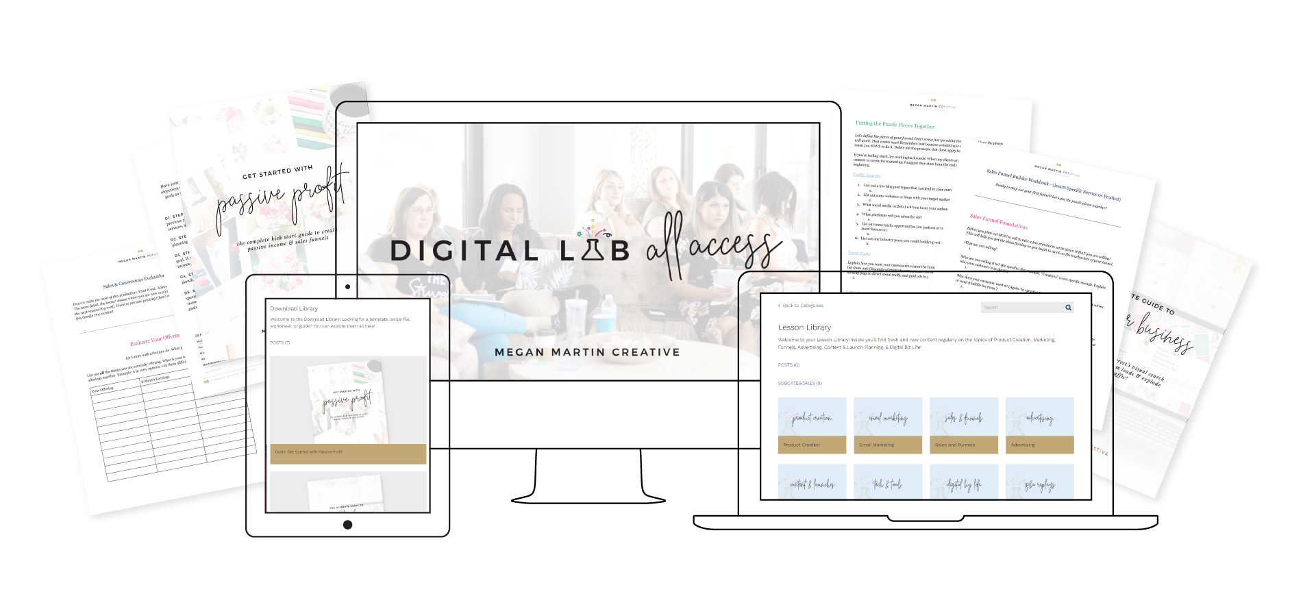 Digital Lab All Access Membership to help you create, grow, and scale your digital product business - templates, e-books, courses, classes, memberships